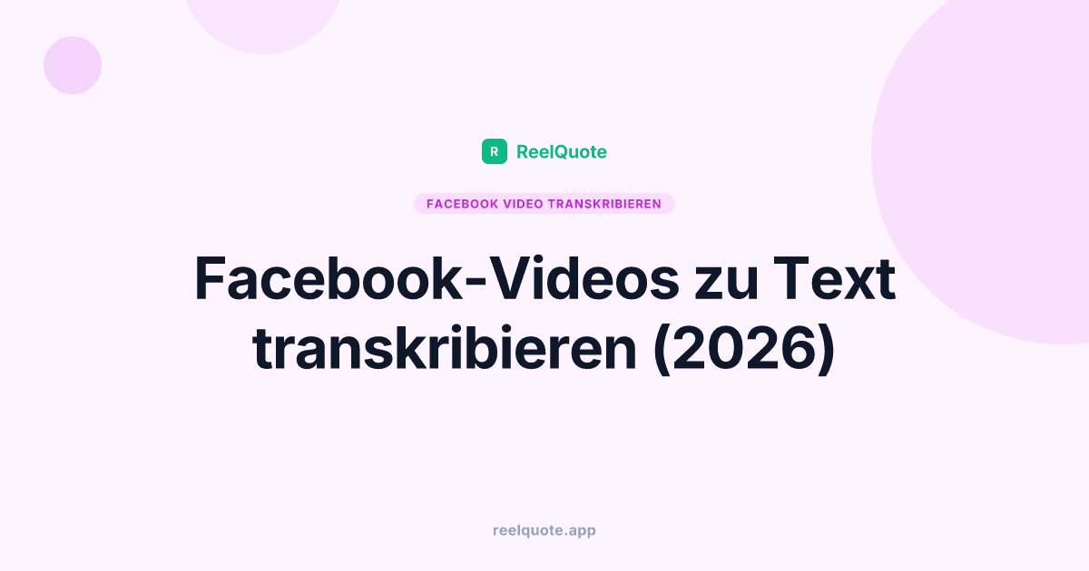 Facebook-Videos zu Text transkribieren (2026)