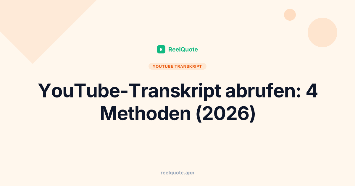 YouTube-Transkript abrufen: 4 Methoden (2026)