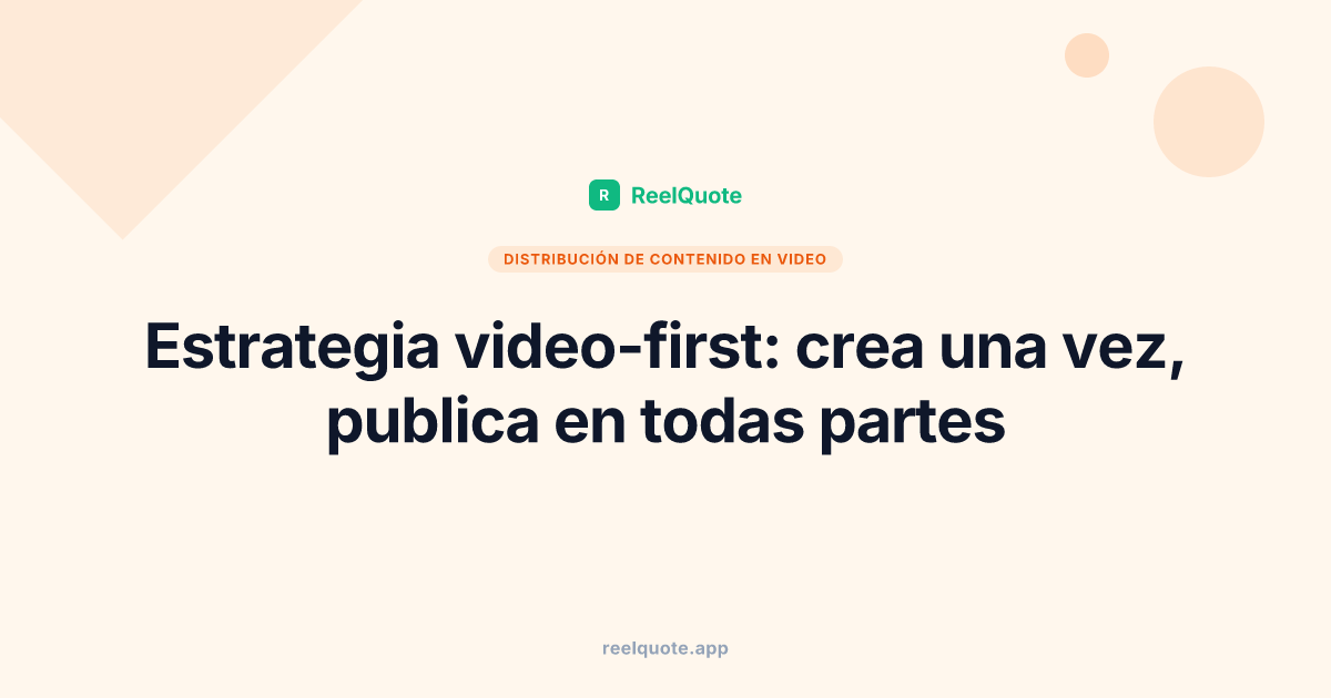 Estrategia video-first: crea una vez, publica en todas partes